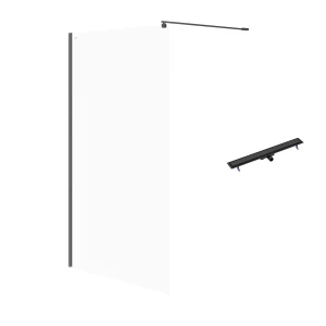 Cersanit Mille kabina walk-in z odpływem liniowym 120x200cm kolor czarny S601-240