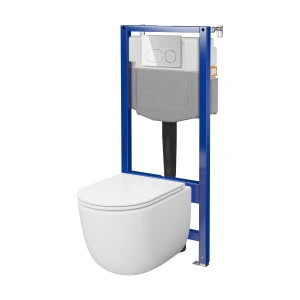 Cersanit Aqua zestaw podtynkowy do WC stelaż + miska WC Remo Pro Oval, spłukiwane wirowe Tornado S4003-046