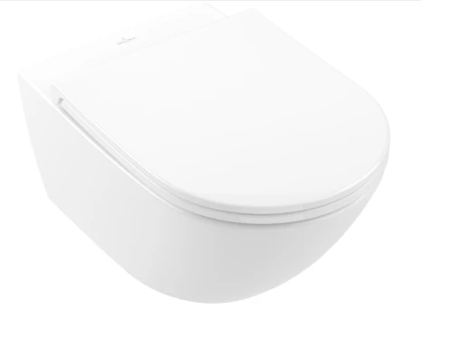 Villeroy&Boch Universo TwistFlush 56x37 miska wisząca bez rantu + deska wolnoopadająca SLIM, kolor biały (Weiss Alpin) 4670T901