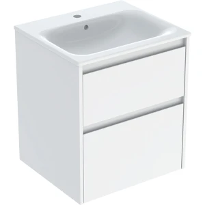 Geberit Selnova Square zestaw umywalki z szafką 55x62,1x48cm, z 2 szufladami, kolor biały, lakierowany jedwabny połysk 504.137.01.1