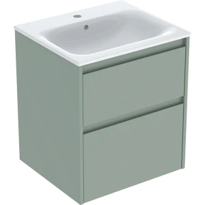 Geberit Selnova Square zestaw umywalki z szafką 55x62,1x48cm, z 2 szufladami, kolor szałwiowozielony, lakierowany jedwabny mat 504.137.IK.1