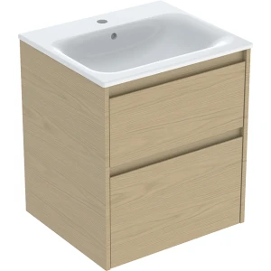 Geberit Selnova Square zestaw umywalki z szafką 55x62,1x48cm, z 2 szufladami, kolor dąb naturalny, melaminowa struktura drewna 504.137.PS.1