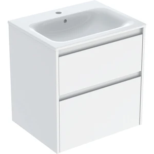 Geberit Selnova Square zestaw umywalki z szafką 60x62,1x48cm, z 2 szufladami, kolor biały, lakierowany jedwabny połysk 504.138.01.1