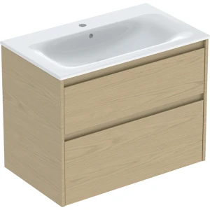 Geberit Selnova Square zestaw umywalki z szafką 80x62,1x48cm, z 2 szufladami, kolor dąb naturalny, melaminowa struktura drewna 504.139.PS.1