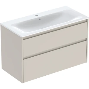 Geberit Selnova Square zestaw umywalki z szafką 100x62,1x48cm, z 2 szufladami, kolor piaskowoszary, lakierowany jedwabny mat 504.140.DB.1