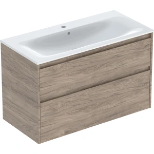 Geberit Selnova Square zestaw umywalki z szafką 100x62,1x48cm, z 2 szufladami, kolor orzech hickory, melaminowa struktura drewna 504.140.JR.1