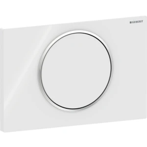 Geberit Sigma10 Przycisk spłukujący z funkcją Stop, biały połysk i chrom błyszczący 115.758.KJ.5