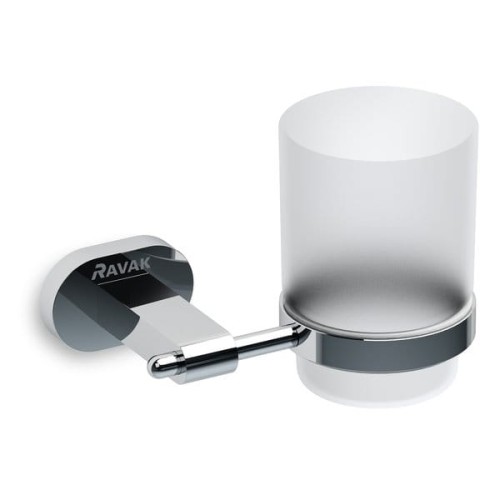 Kubek szklany z uchwytem naściennym Ravak Chrome 210.00 X07P188