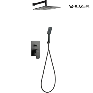 Valvex Loft Black zestaw podtynkowy prysznicowy z deszczownicą 25x25cm, kolor czarny mat 2454570-MBK