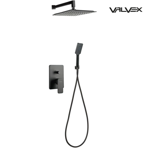 Valvex Loft Black zestaw podtynkowy prysznicowy z deszczownicą 25x25cm, kolor czarny mat 2454570-MBK