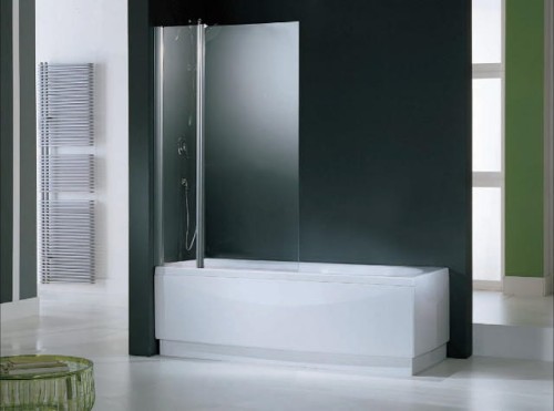 Parawan nawannowy Aurora 3 98x150 cm, 2-częściowy, szkło przeźroczyste, profil srebrny w Topsanit.pl