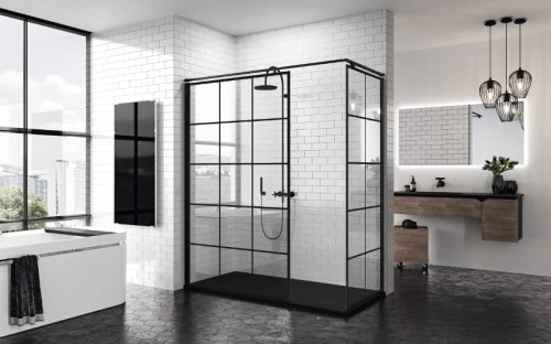 Kabina walk in 120x80 Novellini Kuadra H Squares Kabina prostokątna walk-in 120x80 KUADH80-81H+KUADH120-81H+KUADHSF-H