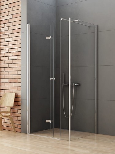 Kabina prysznicowa prostokątna New Trendy NEW SOLEO pole stałe drzwi pojedyncze składane lewe 110x90x195cm K-0384

