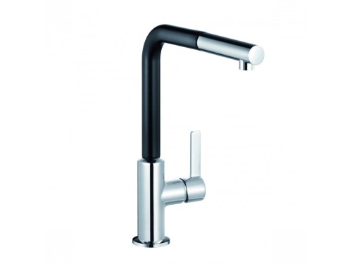 Bateria kuchenna Kludi L-INE S z wyciąganą wylewką kolor chrom/czarny mat, 408518775

