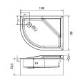 Brodzik asymetryczny New Trendy MAXIMA z podwyższonym siedziskiem lewy 100x80x38,5cm, B-0367