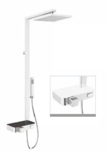 Novellini Flow panel prysznicowy z półką, termostatem i deszczownicą chrom/biały FLOWT-A