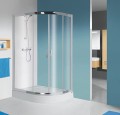 Zestaw Sanplast TX kabina prysznicowa asymetryczna lewa KP4/TX5b 80x120 cm + brodzik asymetryczny z obudową (BP), szkło W15/profile srebrny błyszczący 602-271-0330-38-231