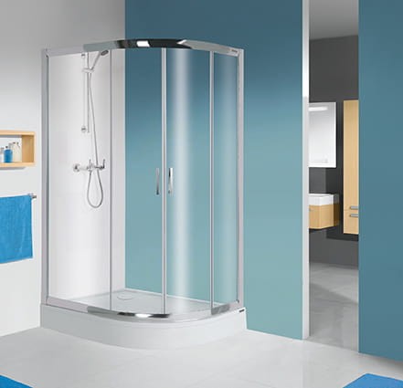 Zestaw Sanplast TX kabina prysznicowa asymetryczna lewa KP4/TX5b 80x120 cm + brodzik asymetryczny z obudową (BP), szkło W15/profile srebrny błyszczący 602-271-0330-38-231