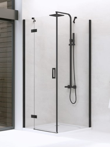 New Trendy NEW RENOMA BLACK Kabina prysznicowa drzwi pojedyncze lewe, profile czarne, 90x90x195cm, D-0203A/D-0111B