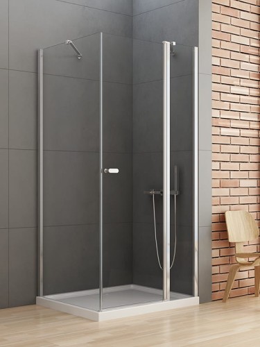 Kabina prysznicowa prostokątna New Trendy NEW SOLEO pole stałe drzwi pojedyncze uchylne uniwersalne 90x100x195cm K-0396

