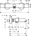 Hansgrohe Ecostat bateria termostatyczna wannowa, natynkowa, czarny mat, 13114670