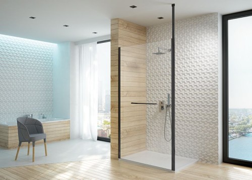 Sanplast Altus Ścianka wolnostojąca typu walk-in, 120x210 cm, czarny mat, 600-121-2561-59-401