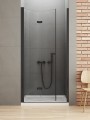 New Trendy NEW SOLEO BLACK Drzwi wnękowe składane, szkło 6 mm Active Shield, czarne profile, 120x195cm, wersja lewa D-0227A