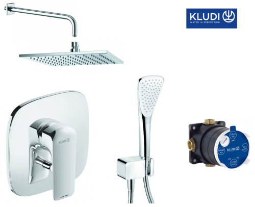 Zestaw prysznicowy Kludi Ameo montaż podtynkowy, z deszczownicą kwadratową 250x250mm, kolor chrom KLSETAMEO