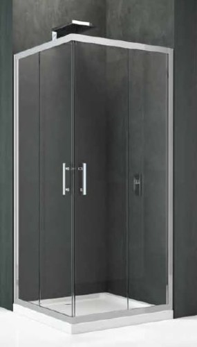 Novellini Kali A Kabina narożna prostokątna 76x116x195 cm, szkło przeźroczyste, profil srebrny (KALIA76L-1B + KALIA116L-1B)