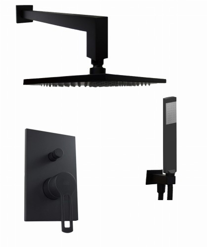 Paffoni RINGO zestaw podtynkowy z deszczownicą 30x30 cm, kolor czarny RIN015ZSC3E.NO