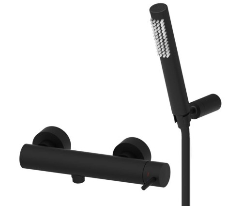 Paffoni Light bateria prysznicowa, z zestawem natryskowym, czarny mat LIG168DNO