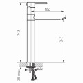 Bateria Ferro Fiesta BFI2L bateria umywalkowa stojąca nablatowa, wysoka kolor chrom - Rysunek techniczny