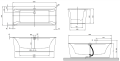 Wanna wolnostojąca Villeroy&Boch Squaro Edge 12 UBQ180SQE7PDV01 - rysunek techniczny