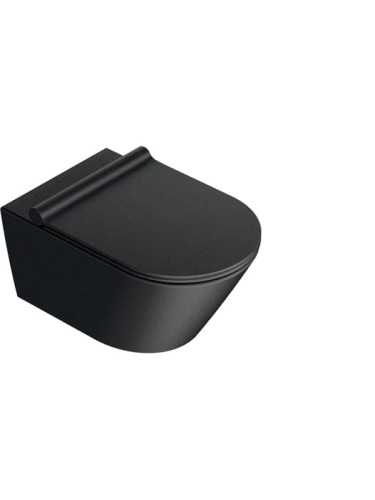 Zestaw czarna miska z deską Catalano ZERO Newflush (bez rantu) 55x35cm + deska wolnoopadająca, kolor czarny-mat 1VS55NRNS+5SCSTPNS