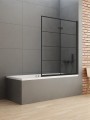 New Trendy NEW SOLEO BLACK parawan nawannowy, dwuelementowy, czarny profil, czarna kratka, 100x140 cm, wersja lewa P-0049
