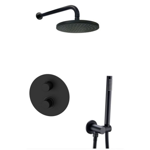 Paffoni Light komplet natryskowy podtynkowy, bateria termostatyczna, czarny mat LIQ018NO+ZDUP094NO+ZSOF034NO+ZSOF074NO