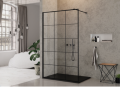 Ścianka prysznicowa Walk-In z czarną kratą New Trendy NEW MODUS BLACK 80x200cm EXK-0245 szkło czyste kratka profil czarny powłoka Active Shield - aranżacja