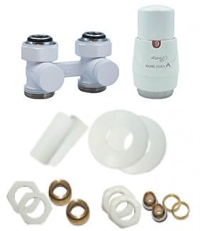 Varioterm Premium Elegance All in One zawór dwururowy wersja kątowa kolor biały-chrom AEPRNYGS0201C/FK