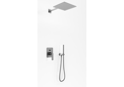Kohlman Experience Gray zestaw prysznicowy podtynkowy z deszczownicą kwadratową 30 cm, grafit szczotkowany QW210EGQ30