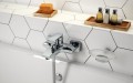 Bateria wannowa Ferro Algeo Square BAQ1, ścienna chrom  - aranżacja
