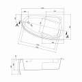 Wanna narożna Cersanit Joanna New 160 S301-169 wanna narożna asymetryczna 160x95cm, strona prawa kolor biały  - rysunek techniczny