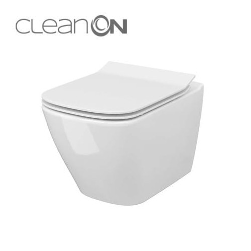 Cersanit City Square CleanOn miska WC wisząca bezrantowa z deską wolnoopadającą, kolor biały S701-405