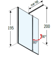 Novellini Kali H+HA Ścianka prysznicowa walk-in 100cm z ruchomym skrzydłem 37cm, KALIH100-1B+KALIHA37-1K