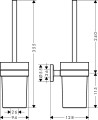 Szczotka WC Hansgrohe Logis Universal 41722000 wisząca z pojemnikiem, kolor chrom - rysunek techniczny