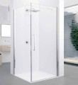 Kabina prysznicowa Novellini,  narożna - drzwi jednoskrzydłowe i boczna ścianka stała Young 2.0 G+F 80x80x200 cm, profil chrom, szkło transparentne w Topsanit.pl