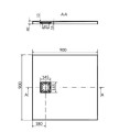 Cersanit Tako Slim Brodzik kwadratowy 90x90x4 cm kolor biały S601-122 - rysunek techniczny
