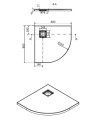 Cersanit Tako Slim Brodzik półokrągły 80x80x4cm kolor biały S601-119 - rysunek techniczny