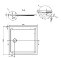 Cersanit Tako Brodzik kwadratowy 90x90x4cm kolor biały S204-010 - rysunek techniczny