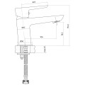 Cersanit Mille Bateria umywalkowa stojąca, kolor chrom S951-045 - rysunek techniczny