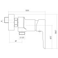 Cersanit Mille Bateria natryskowa ścienna, kolor chrom S951-031 - rysunek techniczny